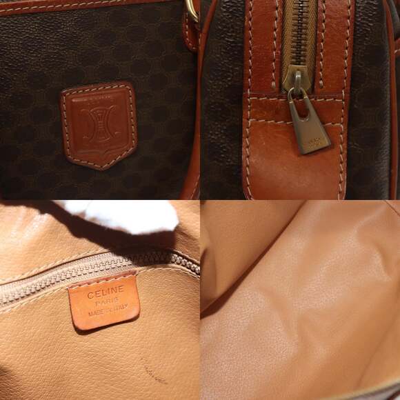 CELINE Macadam Canvas Hand Bag Pvc Leather Brown Gold - Picture 11 of 13